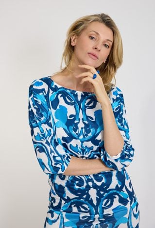 Sukienka mini dopasowana we wzór niebieski