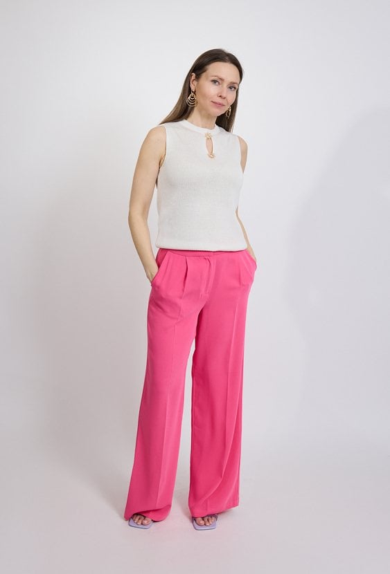 Spodnie damskie wide leg różowe