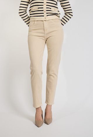 Beżowe spodnie damskie z prostą nogawką