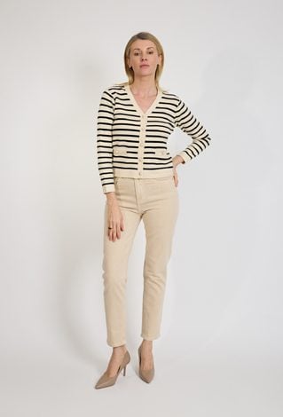 Beżowe spodnie damskie z prostą nogawką