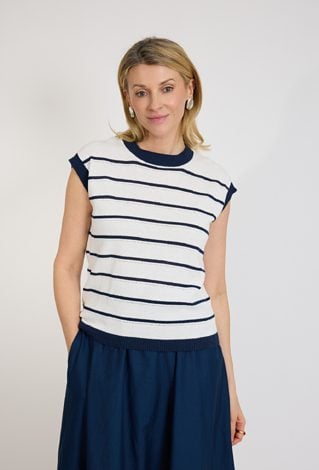 Dzianinowy sweter damska w paski bez rękawów