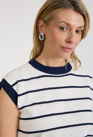 Dzianinowy sweter damska w paski bez rękawów