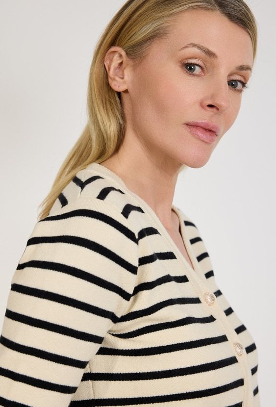 Kardigan damski w paski zapinany na guziki