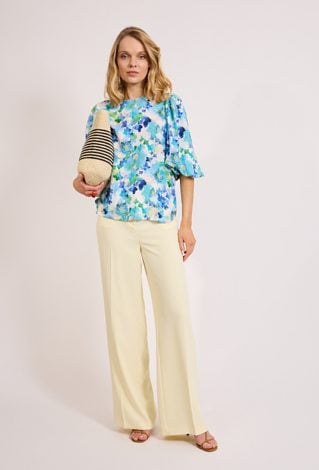 Bluzka damska w kwiaty niebieska elegancka