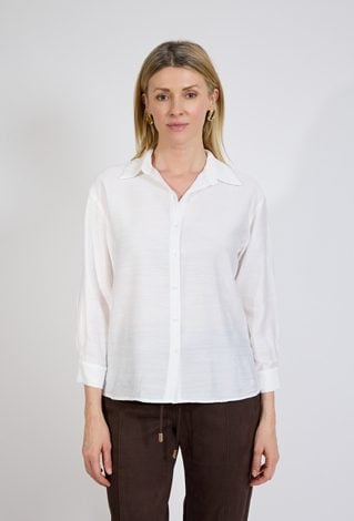 Biała koszula damska klasyczna z kołnierzykiem