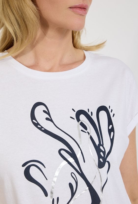 Biały t-shirt damski z nadrukiem