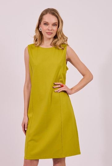 Elegancka sukienka biznesowa w kolorze limonkowym