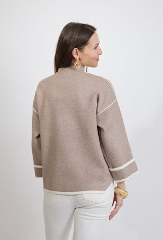 Sweter damski szary z kontrastowym wykończeniem