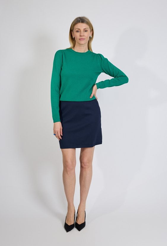 Granatowa spódnica ołówkowa przed kolano