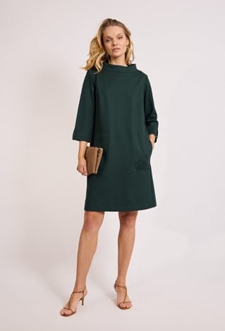 Zielona sukienka mini z kieszeniami