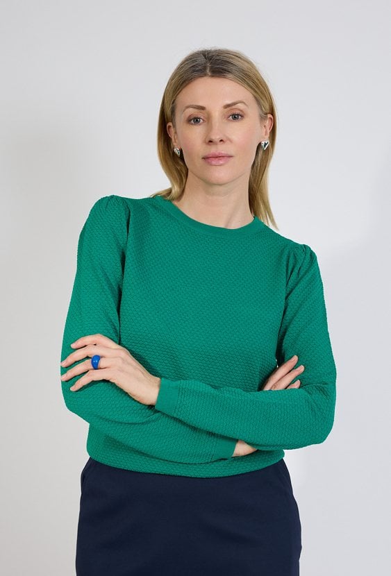 Zielony sweter damski elegancki z fakturą