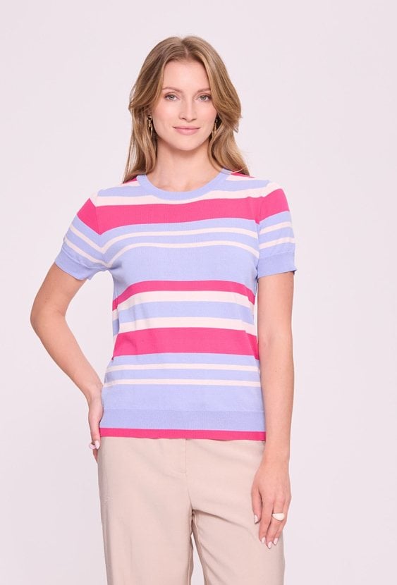 Cienki sweter w kolorowe pasy