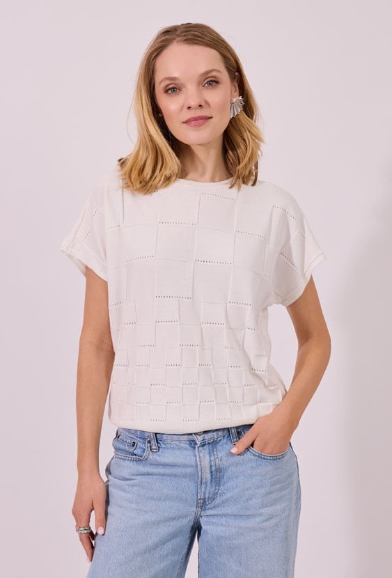 Sweter Oversize w Geometryczny Wzór