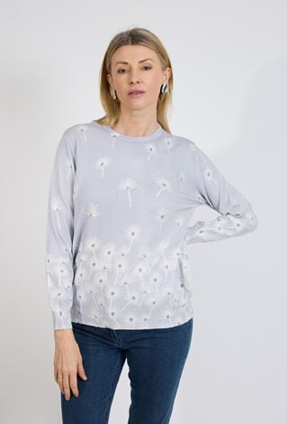 Sweter damski szary z motywem dmuchawców