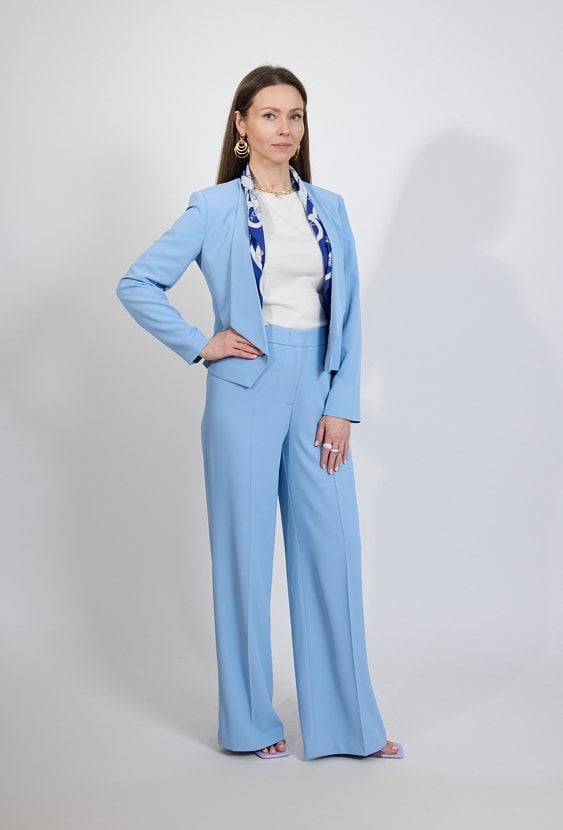 Spodnie damskie wide leg błękitne