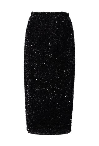Czarna spódnica midi z cekinami