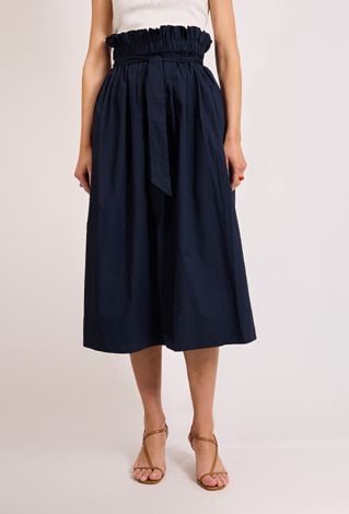 Granatowa spódnica maxi z wiązaniem w talii