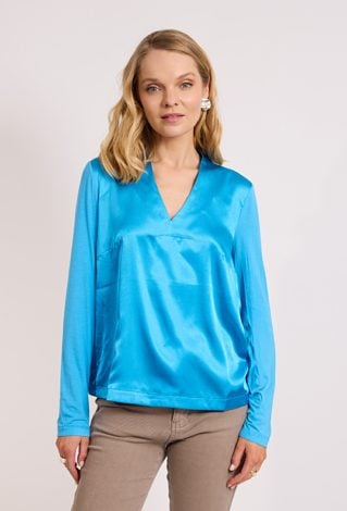 Niebieska elegancka bluzka