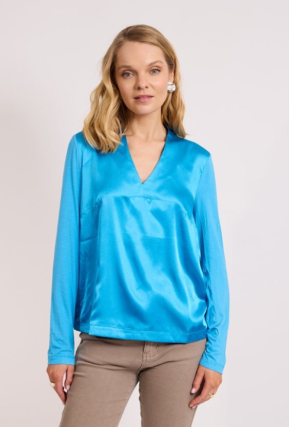 Niebieska elegancka bluzka