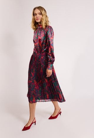 Wzorzysta plisowana spódnica midi