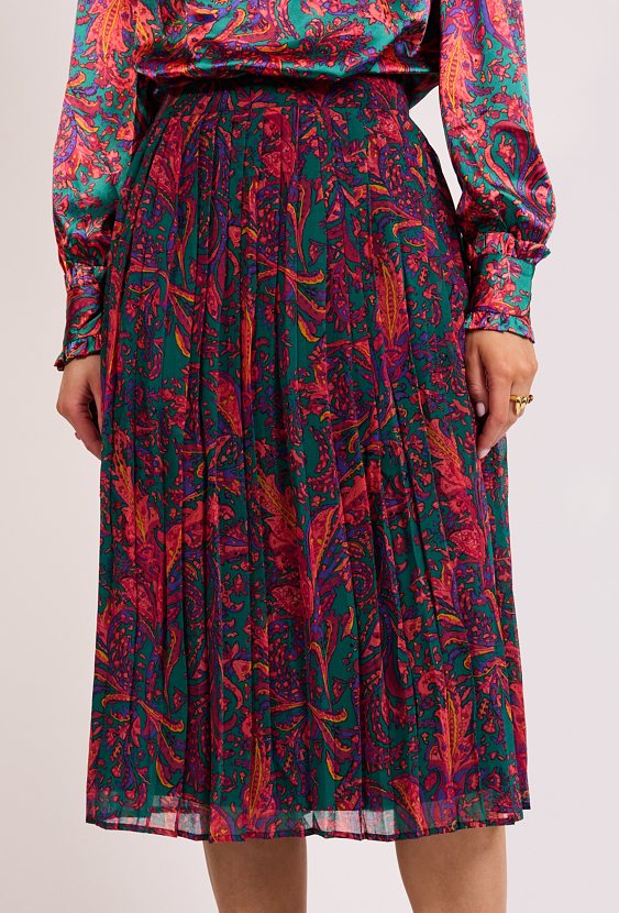 Wzorzysta plisowana spódnica midi