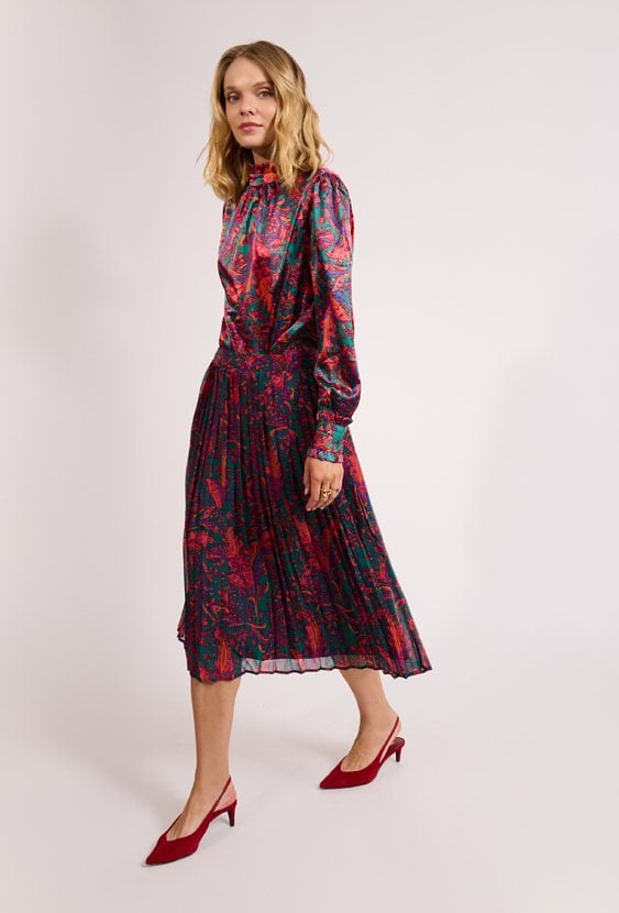 Wzorzysta plisowana spódnica midi