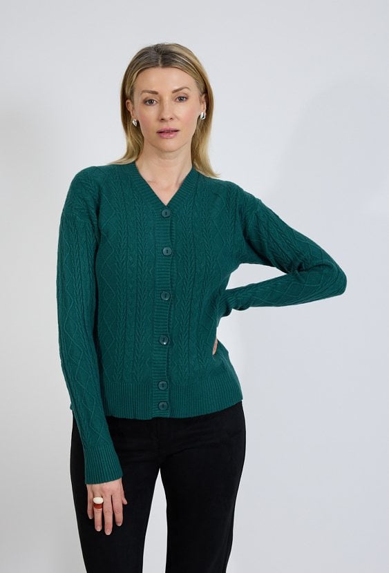 Zielony kardigan damski zapinany