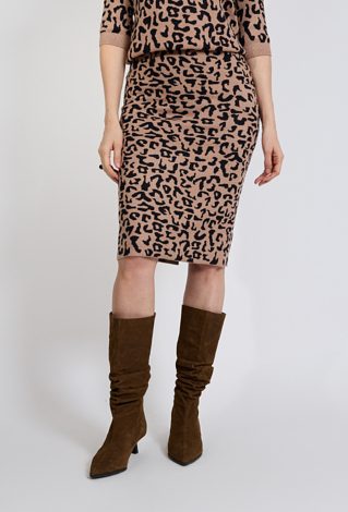 Beżowa spódnica ołówkowa w panterkę