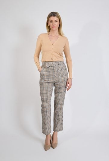 Spodnie w kratę z prostą nogawką