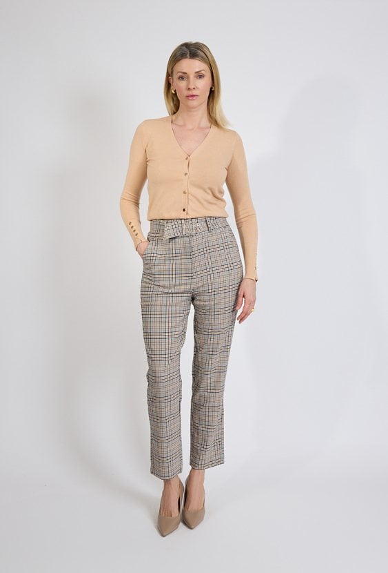 Spodnie w kratę z prostą nogawką