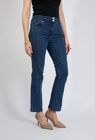 Jeansy damskie klasyczne granatowe proste nogawki