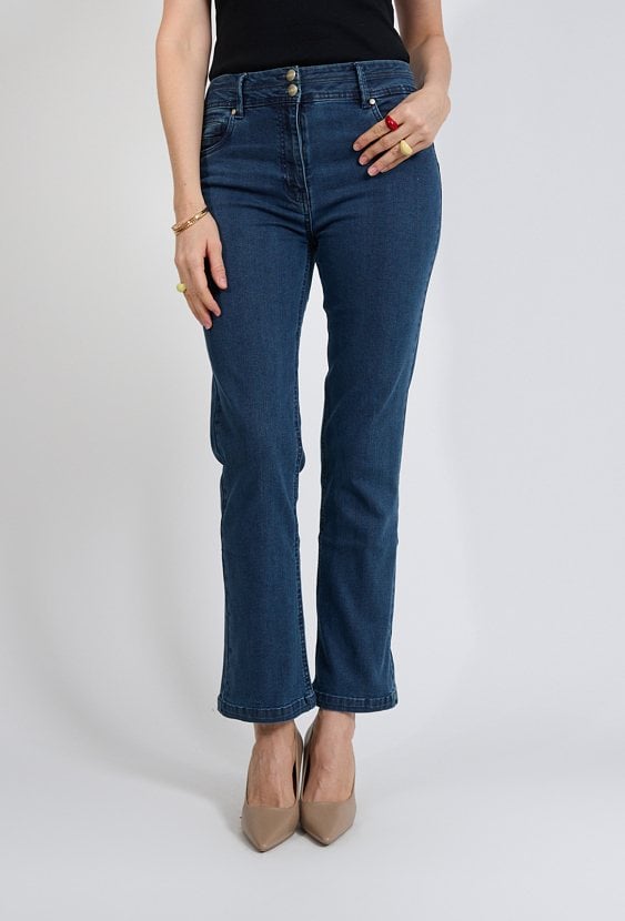 Jeansy damskie klasyczne granatowe proste nogawki