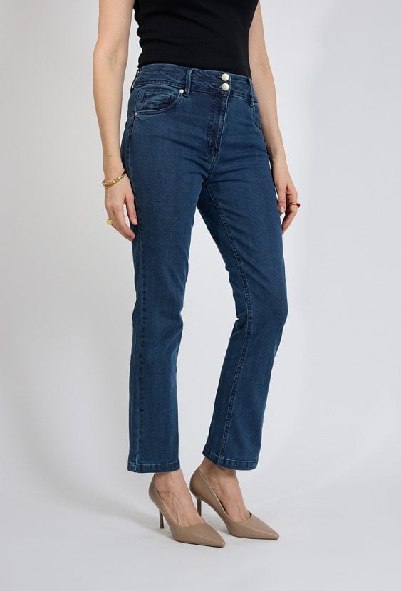 Jeansy damskie klasyczne granatowe proste nogawki