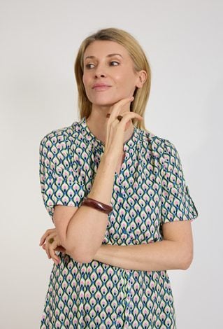 Sukienka mini we wzór geometryczny z wiązaniem w talii