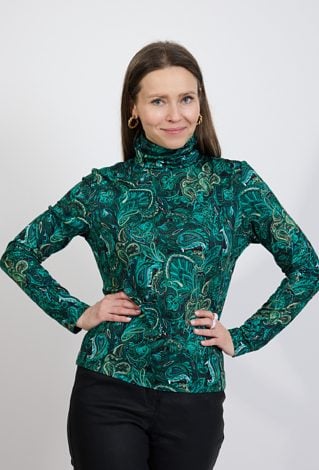 Zielona bluzka paisley z golfem