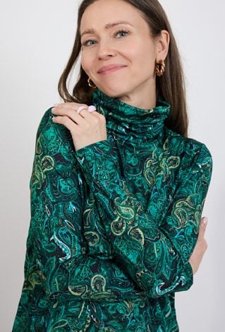 Zielona bluzka paisley z golfem