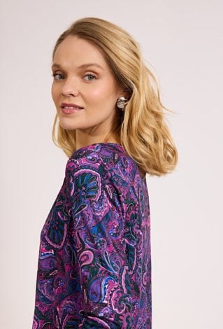 Fioletowa bluzka paisley z rękawem 3/4