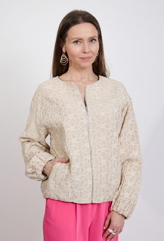 Beżowa kurtka damska z ozdobną strukturą