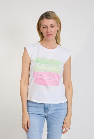 T-shirt damski biały z nadrukiem Beautiful Chaos