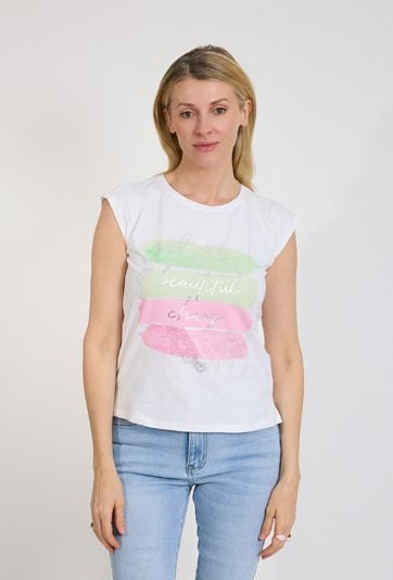 T-shirt damski biały z nadrukiem Beautiful Chaos