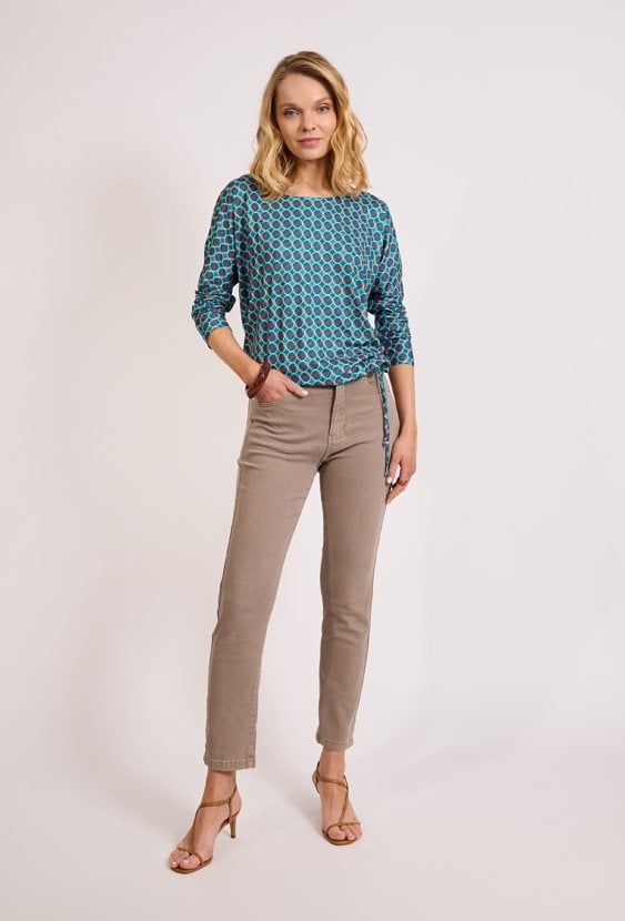 Wzorzysta bluzka damska z rękawem 3/4