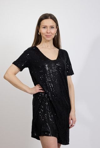 Czarna sukienka cekinowa damska – elegancka sukienka wieczorowa