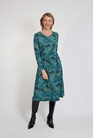 Sukienka maxi w paisley niebiesko zielona