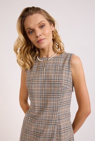 Sukienka ołówkowa w kratę bez rękawów