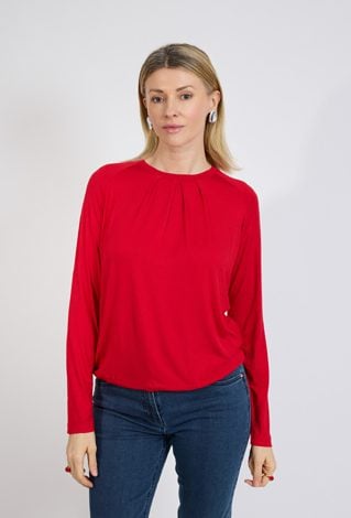 Czerwona bluzka damska z długim rękawem