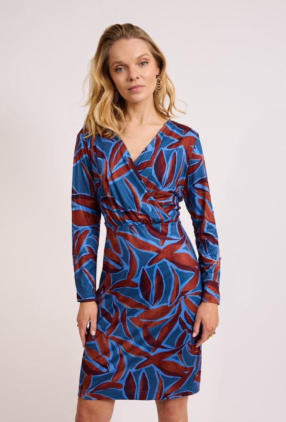 Wzorzysta sukienka ołówkowa z długim rękawem