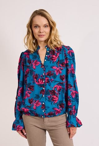 Turkusowa koszula z printem