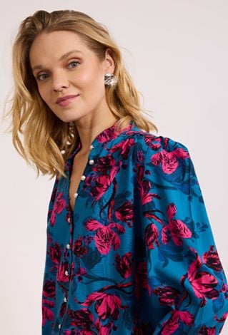 Turkusowa koszula z printem