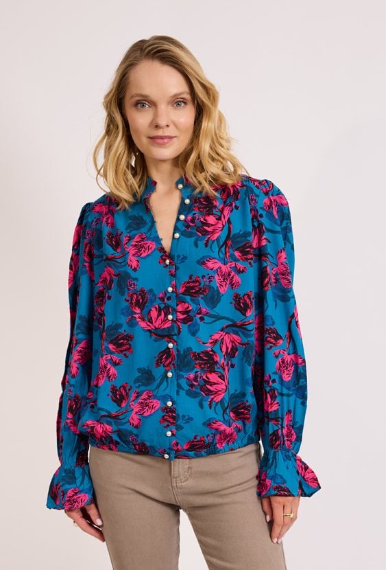 Turkusowa koszula z printem