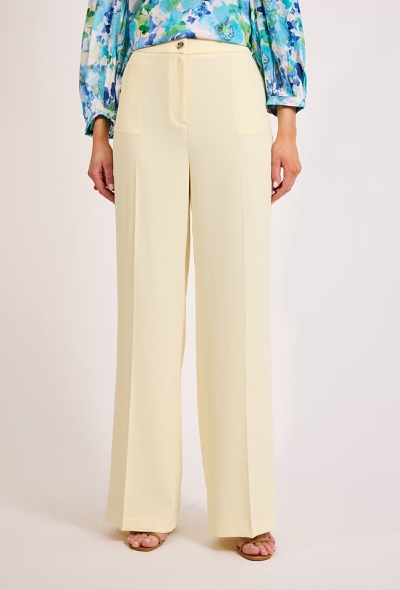 Spodnie damskie szerokie kremowe eleganckie